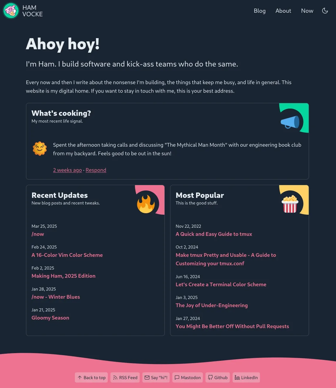 Home page in dark mode