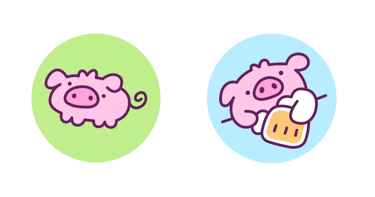 Heyheymomo's pig illustrations