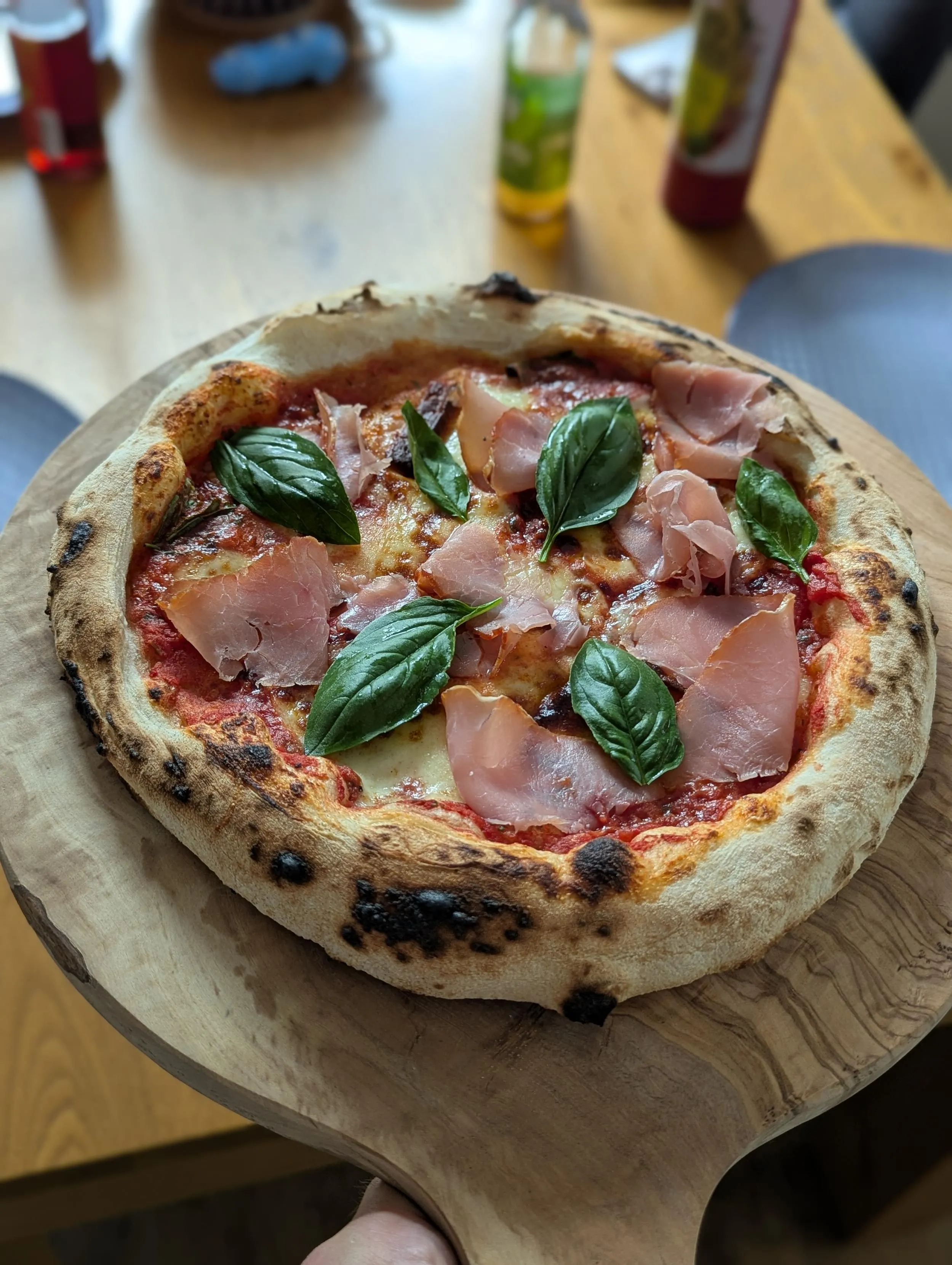 Neapolitan style pizza with ham.