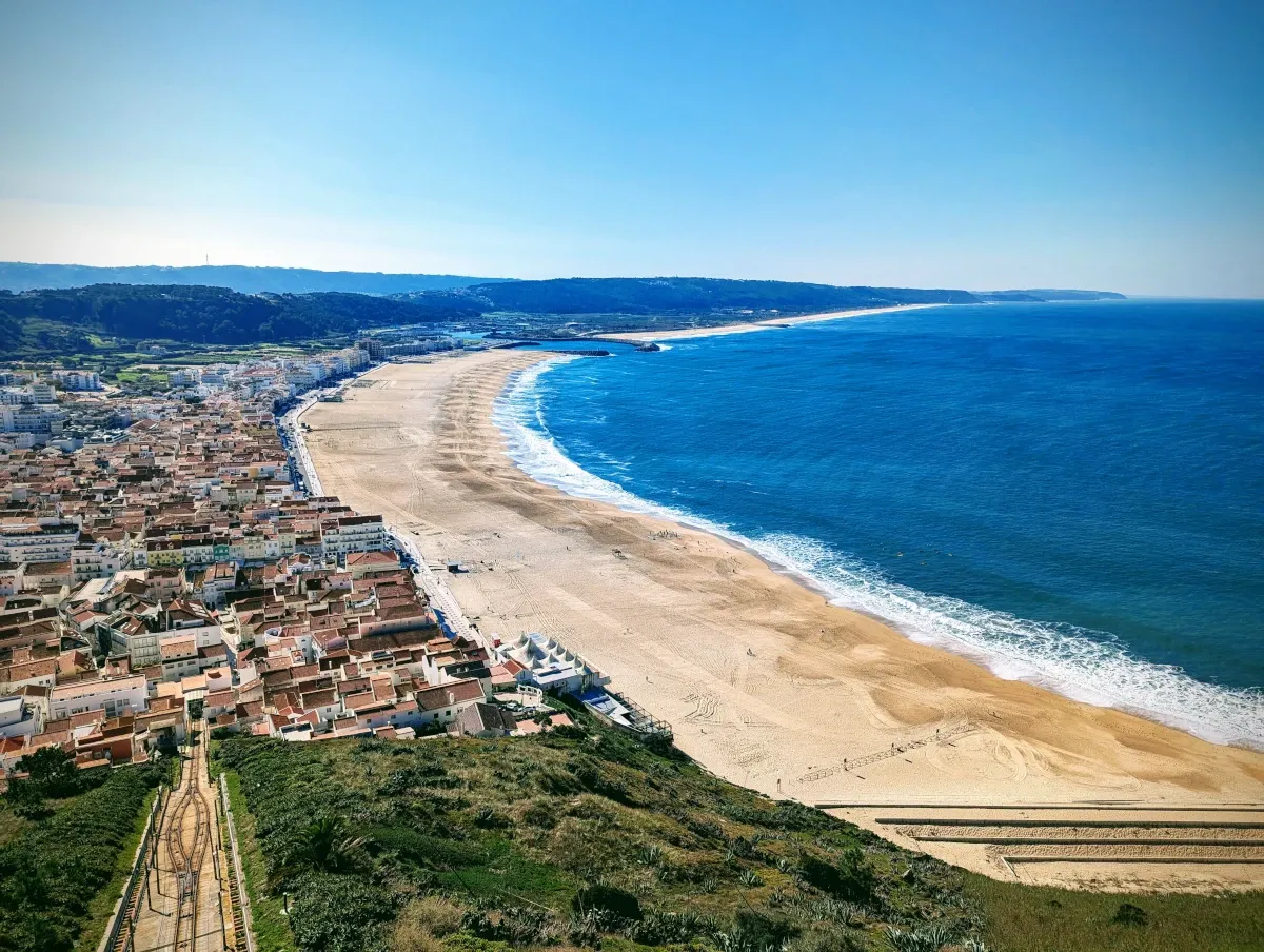 The beach of Nazaré, Portugal as seen from the light house