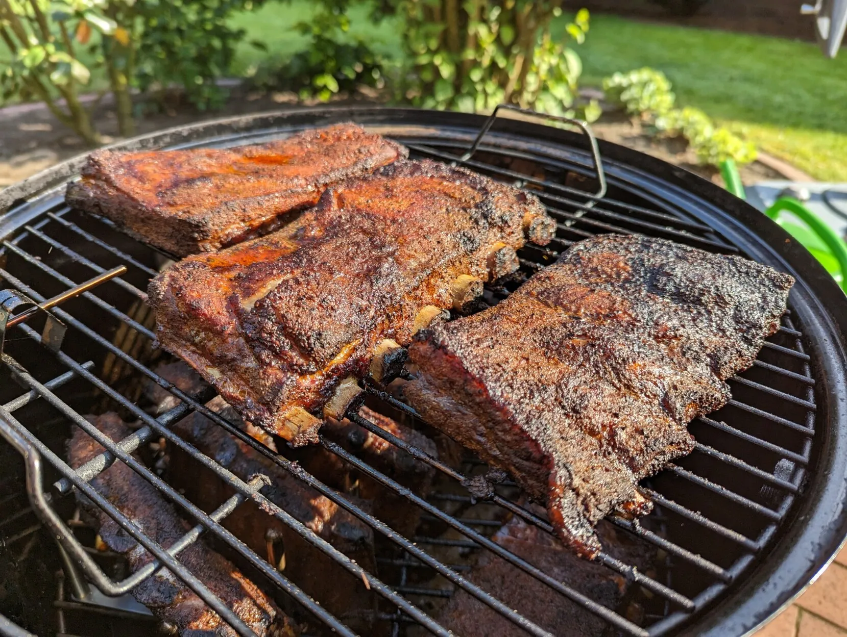 Spare ribs on a smoker, done.