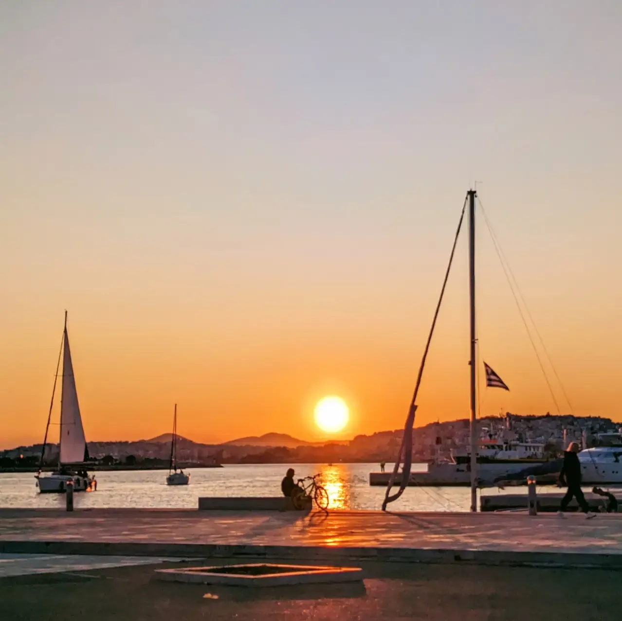 Watching the sunset down at the harbor.