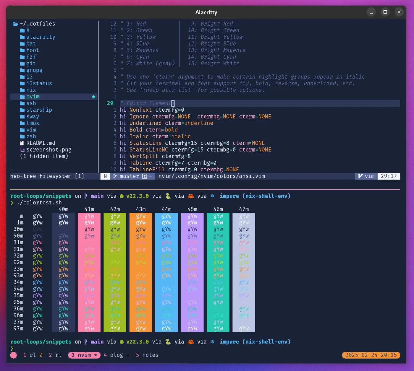 ANSI vim color scheme screenshot